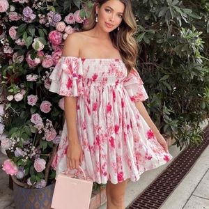 NWT Misa Los Angeles Dina Shirred Ruffle Mini Dress